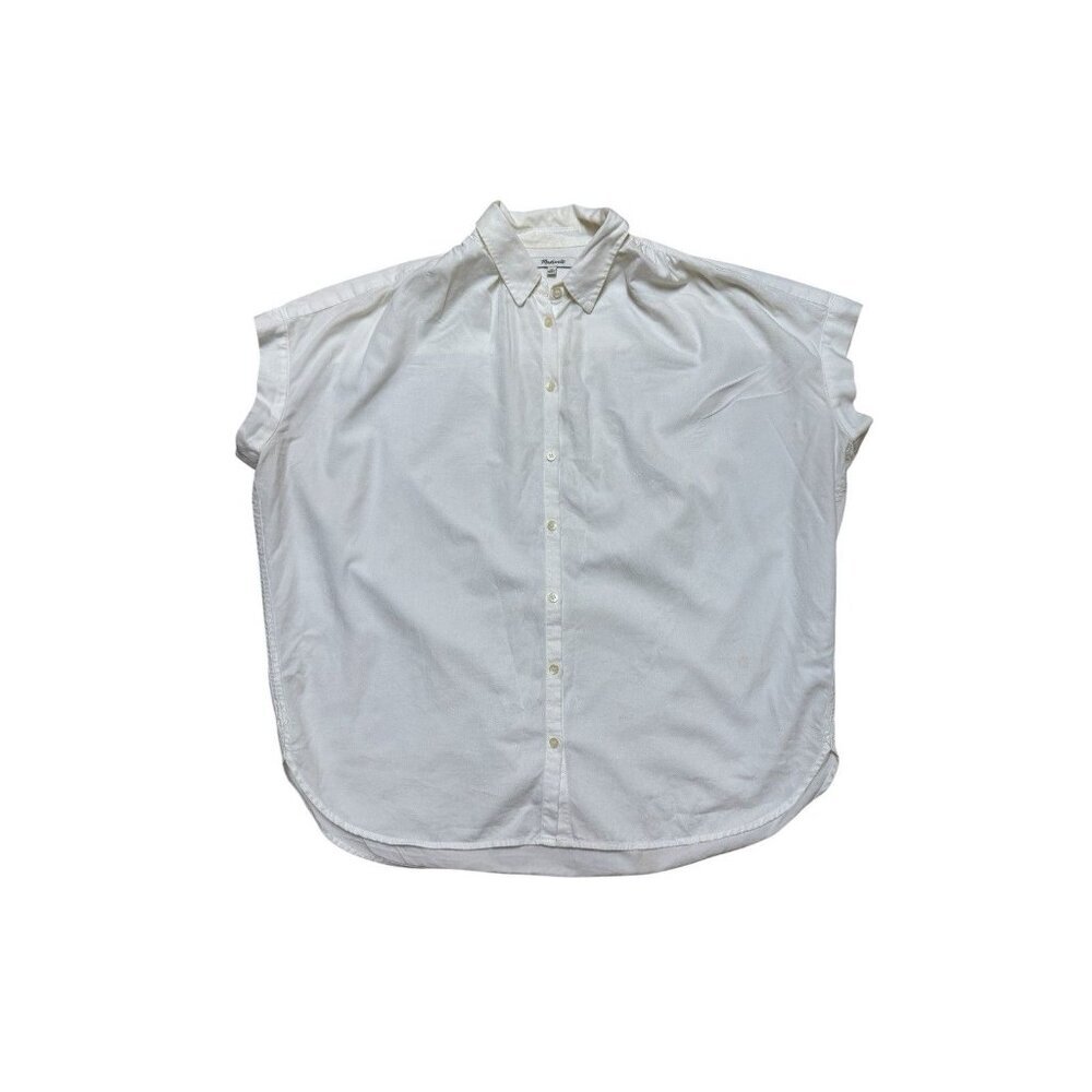Madewell White Button Front Blouse Modal Cotton Boxy M